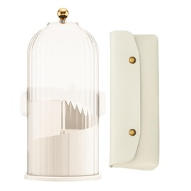 Organizador de brochas de maquillaje giratorio 360° con tapa, organizador a prueba de polvo y agua + bolsa para cosméticos para el tocador del baño (blanco)