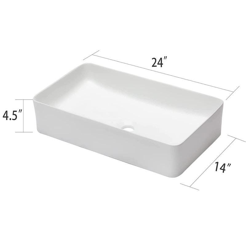 Rectangular Vessel Sink - Fulorni 24"x14" Bathroom Vessel Sink Large
