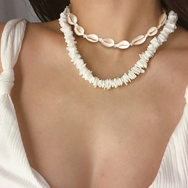 Puka Shell Necklace Men Surfer Necklace Sea Shell Necklace Clam Chip Choker Hawaiian Beach Shell Bead Necklace Pookah Shells Choker Necklace