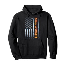Millwright Tools Patriotic American Flag Millwrights Pullover Hoodie