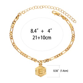 Initial Ankle Bracelets for Women Men, 18K Gold Silver Figaro Cuban Link Anklet Bracelet for Women Custom Name Gold Anklet with Initials