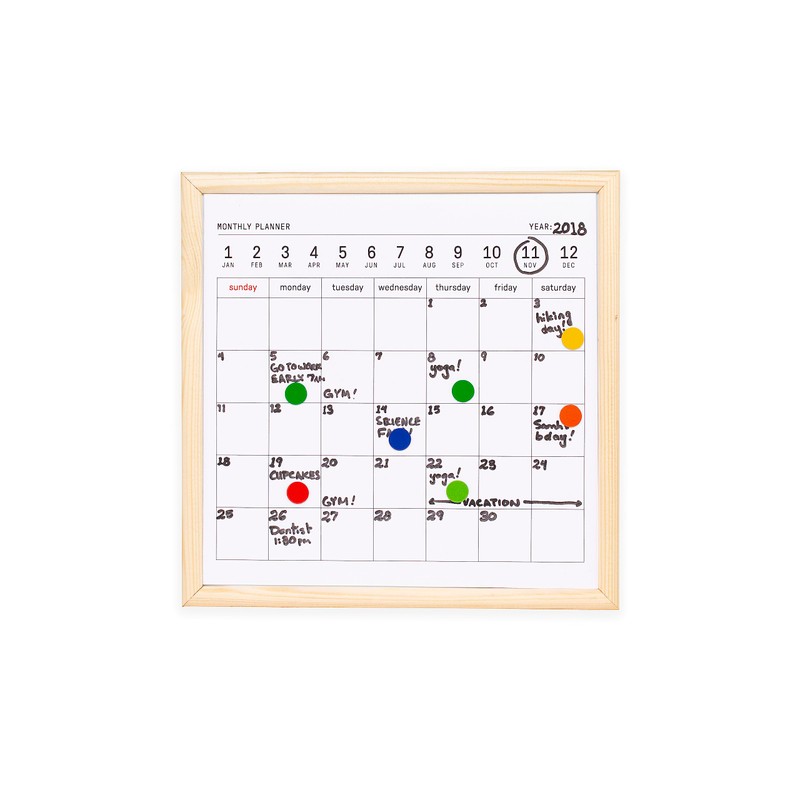 KIKKERLAND KMH76S White Board Calendar "S" Design Accessory White 7.9