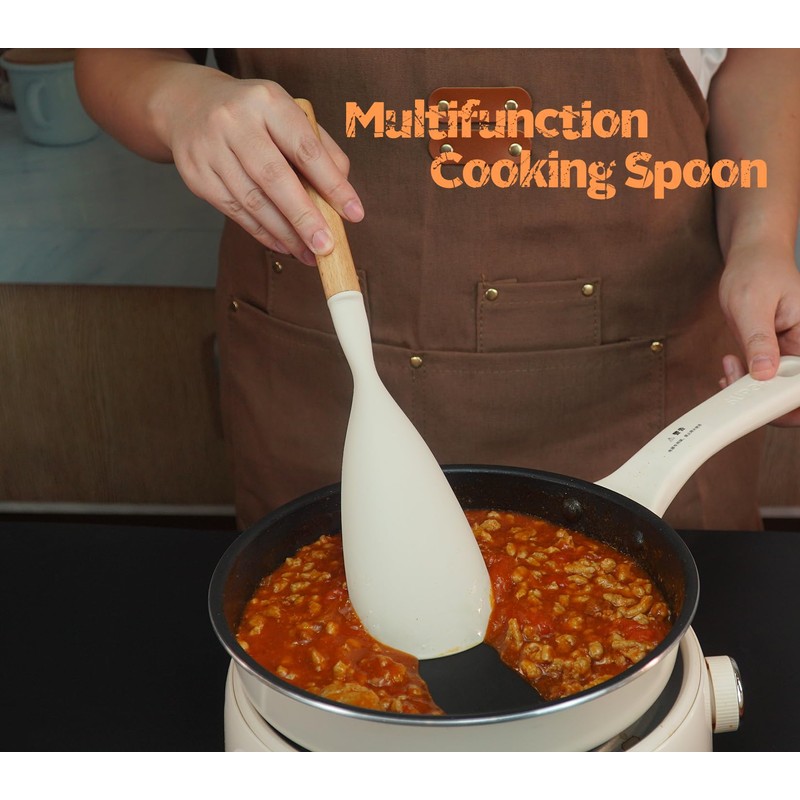 Silicone Cooking Spoon and Pasta Fork Set, 2 Pack Large