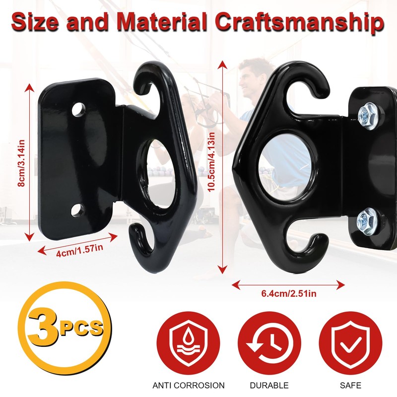 3 Pcs Resistance Band Wall Anchors, Wall Mount Workout Anchor