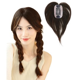 HIYE Partial Wig, Fully Hand Planted, 100% Human Hair, Light and Thin, Breathable, Shedding Hair, Point Wig, Mesh Net, Natural, Small Face Effect, Fluffy, Easy to Wear (Maroon, 7.9 inches (20 cm