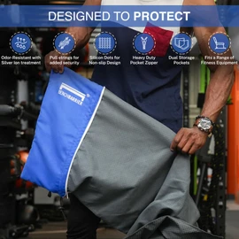 BENCHBARRIER Protective Microfiber Fitness Equipment Cover for Working Out | Multipurpose Use, Sweatproof & Odor Free Design | No Slip Design | Built-In Storage Pockets