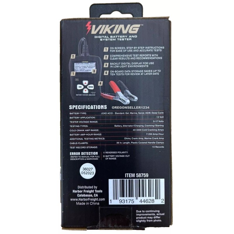 Viking 12V Digital Battery System Tester Checker Analyzer Lead Acid