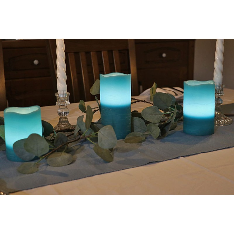 Rhytsing Turquoise Battery Operated Flameless Led Candles with Timer Function