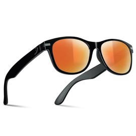 Bnus sunglasses polarized glass lens (B8132 Black/Red Flash Polarized, Glass Lens)