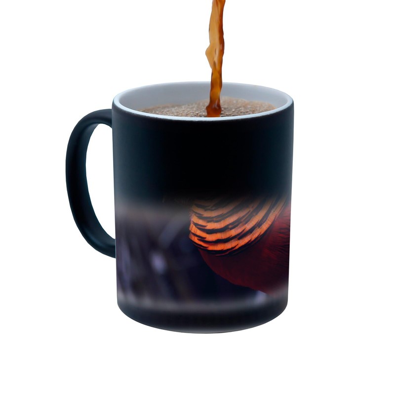 Thermoreagierende Tasse Magische Tasse – Goldfarben Wildleben seltener Vogel –