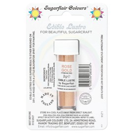 Sugarflair Rose Gold Edible Lustre Dust (E171 Free), Add a Lustrous Shine to Cakes or Decorations. Brush On or Add Rejuvenator to Create Eye-Catching Edible Paint- 2g
