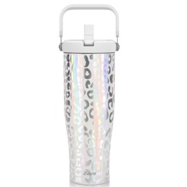 Zukro 50 OZ Tumbler With Flip Straw, Triple-Wall Easy-carry Insulated Water Bottles With Top Handle Fit in Cupholder, Leakproof Stainless Steel Water Jug For Gym, Outdoors, Cold Drinks