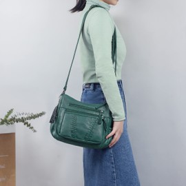 VOLGANIK ROCK Ladies Handbag Soft PU Leather Crossbody Bag for Women Lightweight Shoulder Bag Multi Pockets Crossbody Handbag for Women Ladies