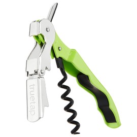 True TrueTap Lime Green Double Hinged Waiter’s Corkscrew, Stainless Steel Wine Key with Foil Cutter.