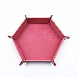 PETHOMEAU DND Portable Folding Dice Rolling Tray for use as DND Dice Tray D&D Dice Tray or Dice Game, PU Leather Dice Holder for Dice Games Like RPG, DND and Other Table Games (Pink)