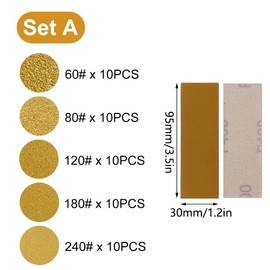Assorted Sandpaper Kit, Abrasive Sand Paper 60/80/120/180/240 Mixed Grit, Wet & Dry Sanding Sheets for Wood Metal Plastic Wall Sanding Polishing, Pack of 50