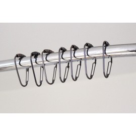 Splash Home Oblo Decorative Shower Curtain Hooks, Roller & Rust-Resistant Metal Shower Curtain Rolling Hooks, for Bathroom Rod and Curtain Hangers, Set of 12 - Oil Rubbed Bronze