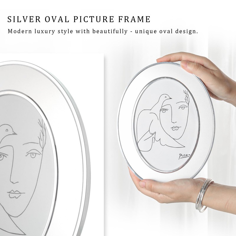 SWTHONY Oval 5 x 7 Picture Frames, Silver Modern 5