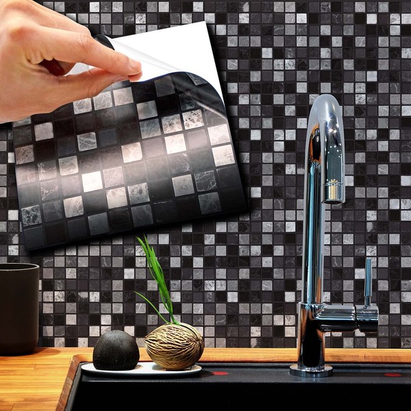 WALPLUS Pack of 96 15 x 15 cm Marquina Metallic