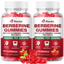 Berberine Gummies 2000mg - Natural Organic Berberine HCL Supplement - Vegan, Non-GMO, Gluten-Free - Delicious Raspberry Flavor - 120 Count