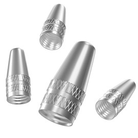 EKIND Bicycle Bicycle Tire Wheel Cap Universal Parts Valve Cap Aluminum (Set of 4, Pointed Shape, Silver)