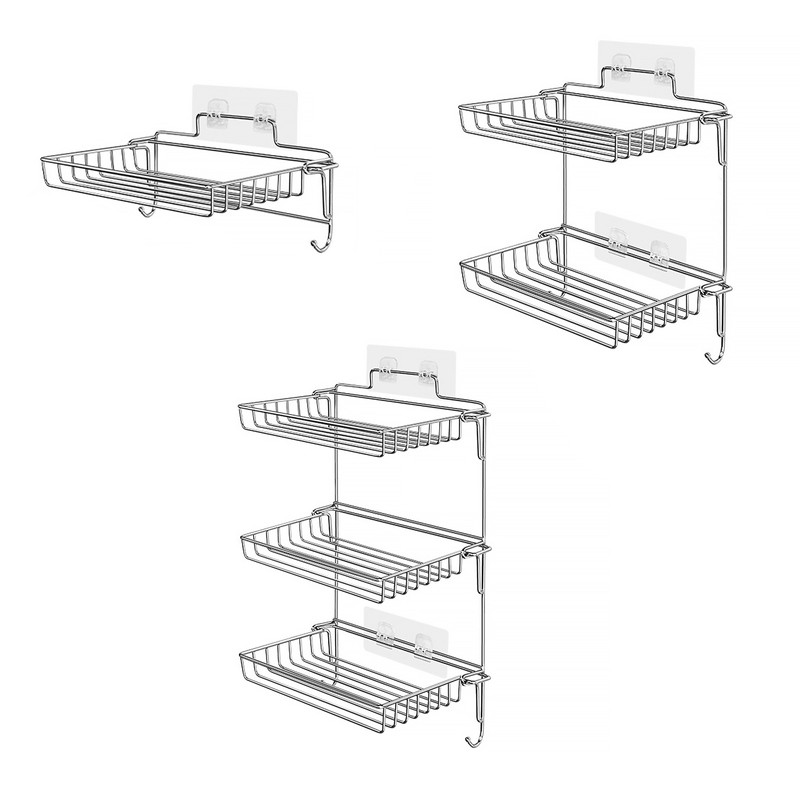 Stainless Steel Folding Storage Rack with Hook and Non Punching