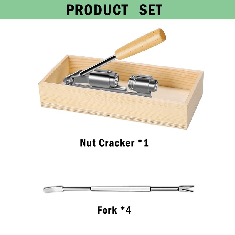 Artcome Heavy Duty Pecan Nut Cracker Tool with 4 Forks,