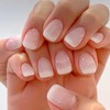 24Pcs Press On Nails Short Square Fake Nails Pink White