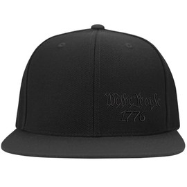 We The People 1776 Side Embroidered Trump Patriotic Republican Flexfit Hat Black Grey Navy Red Olive Royal (US, Alpha, Small, Medium, Black Flat Black Thread)