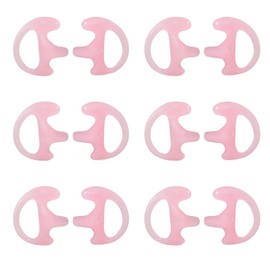 UAYESOK Soft Silicone Earmold Universal Earbuds, Ear Mold Audio Kits for 2 Way Radio Acoustic Coil Tube Earpiece(6 Pairs, Pink, Medium Size)