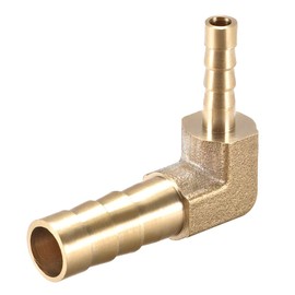 sourcing map Hose Adaptor Connection Brass 90 Degree 8 mm to 4 mm Barb for Angle Pipe Connector