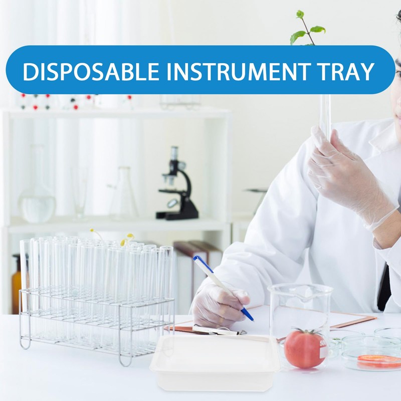 VILLCASE 100pcs Disposable Plastic Trays, Instrument Tray Medical Instrument Rectangular