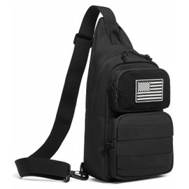 Wotony Tactical Sling Bag Shoulder Backpack - Military Sport Outdoor Pack Carry (Black, Medium)