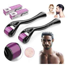 MHUITW 2 Dermaroller 0.25mm y 0.5mm Rodillo Facial y Barba 540 Microagujas Para Regenerador Colágeno