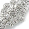 Medium Silver Tone Filigree Diamante Floral Barrette Hair Clip Grip