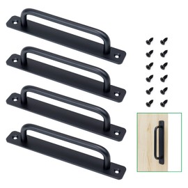 Forestchill 4 Pieces Door Handle, Heavy Duty Barn Door Handle Pulls, Sliding Door Handles with Screws, Suitable for Barns, Warehouses, Cupboards, Closets, Cabinets, Sliding Doors (Black, 192 mm)