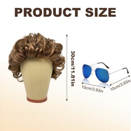 SAIIURV Mens Wigs Short Curly Fluffy Layered Natural Handsome Hair Wig 70s 80s Disco Cosplay Daily Use Fancy Dress Rocking Dude (Brown)