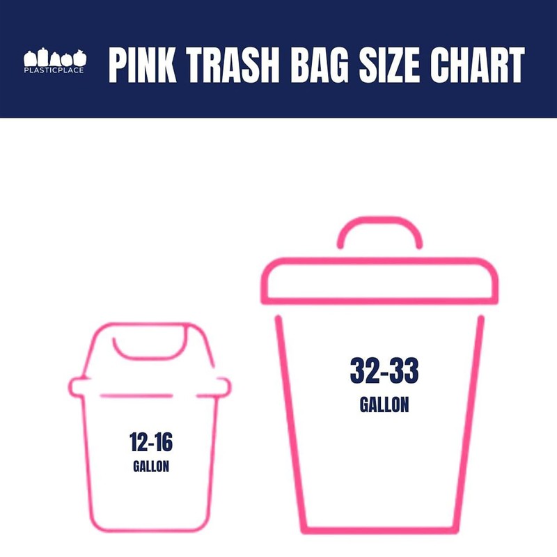 Plasticplace 32-33 Gallon Trash Bags │ 1.5 Mil │ Pink