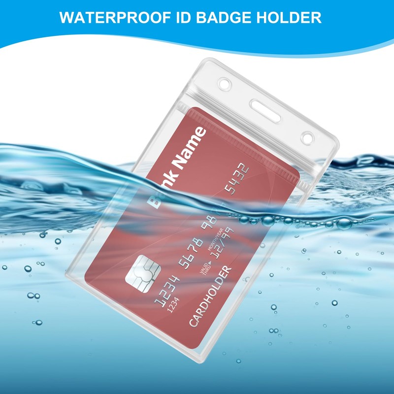 5 Pack ID Card Holders with 5 Pack Retractable Badge