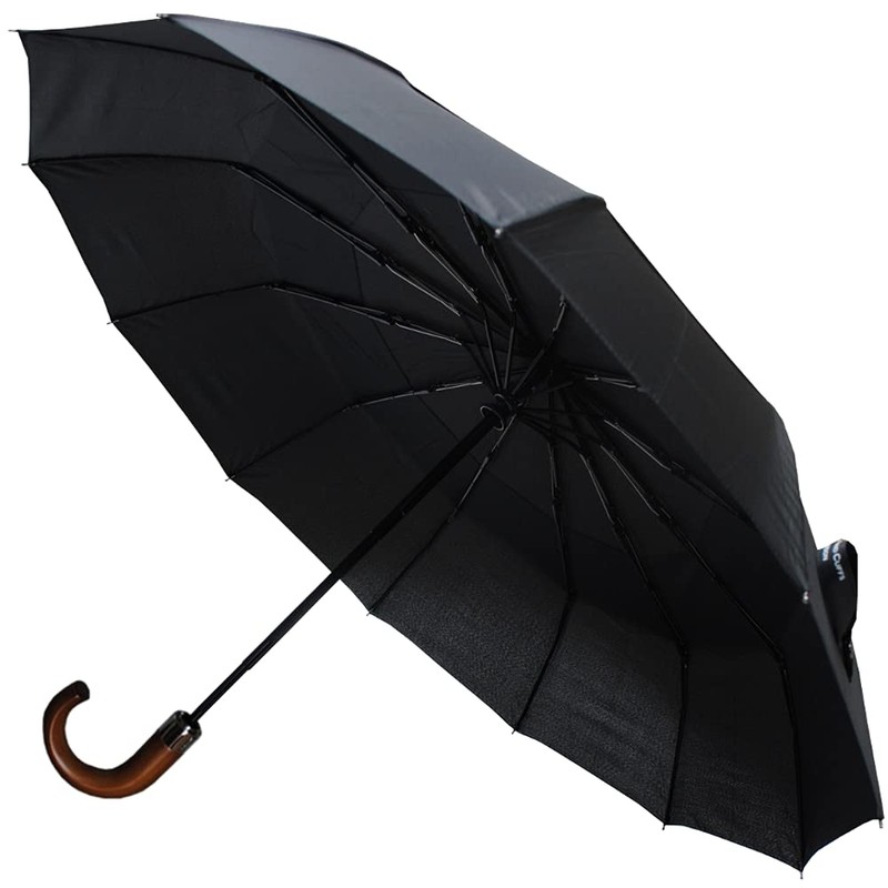 Rare 12 Rib Compact Small Umbrella - 50MPH Strong Windproof