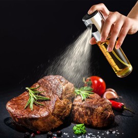 2 Stück Ölsprüher zum Kochen, RISVOWO 100ml Sprühflasche mit Skala, Edelstahl und Glas Öl Sprühflasche, Ölspray für Heißluftfritteuse, Küchen Gadget, Olivenölsprüher für Grillen Braten BBQ