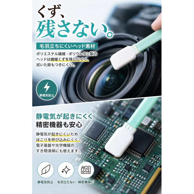 fogman Industrial Cotton Swabs, Anti-static, Commercial Use, Long, Abrasion Resistant,