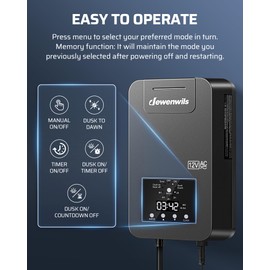 DEWENWILS 200W Low Voltage Landscape Transformer with Photocell Sensor & Timer, 120V AC to 12V/14V AC, Weatherproof Outdoor Landscape Lighting Transformer for Garden Lights, Spotlights, Steplights