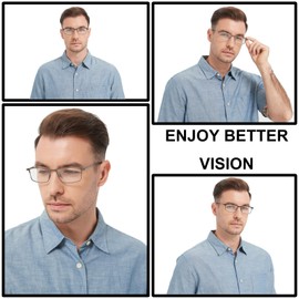 RDGNBU 5 Pack Reading Glasses for Men,Metal Full Frame Blue Light Blocking Spring Hinges Readers,Anti Glare/UV/Eyestrain(2.25 Magnification Strength)