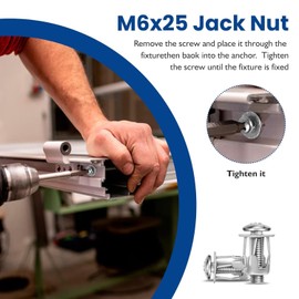 Pack of 20 Cavity Dowels M6 x 25, Petal Nut Screws Dowel Set, Expansion Screw, Rigypsum Dowels, Jack Nuts Cavity Dowel Metal for Jack/Trolley Nut/Hollow Walls/Thin Metal/Soft Walls