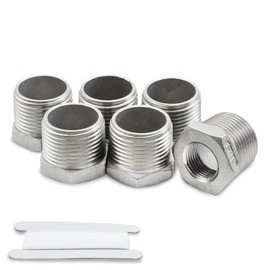 Bwintech 3 Pieces 3/8 Inch Male Thread to 1/4 Inch BSP Female Thread Stainless Steel Hex Reducer for Pipe Connection Conversion