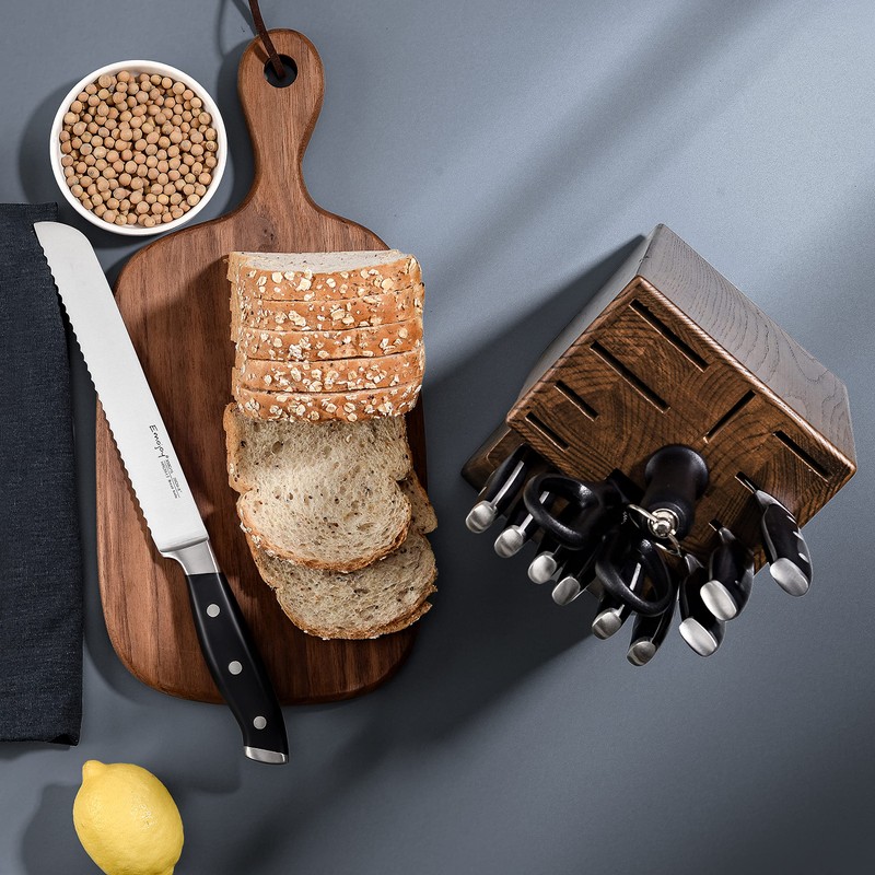 Emojoy Knife Set, 18-Piece Kitchen Knife Set with Block Wooden,