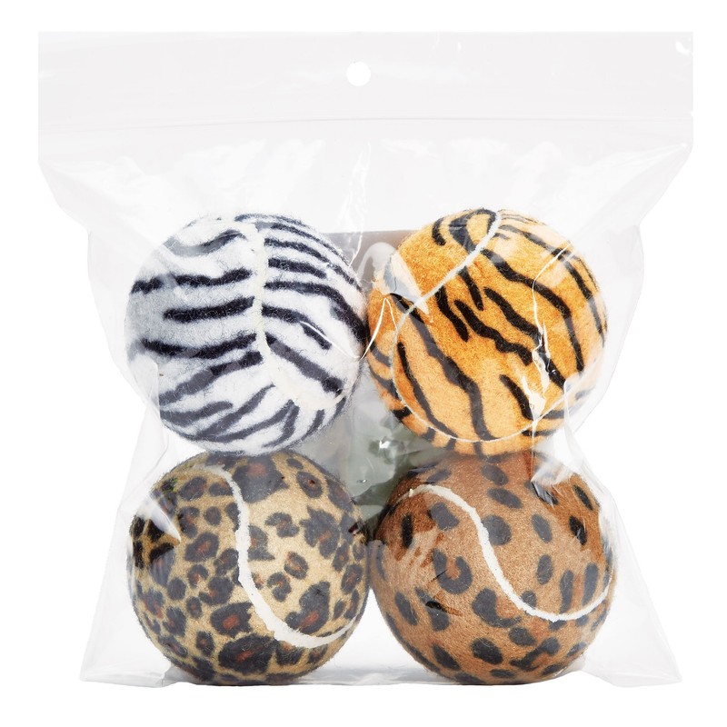 Unique Dog Fetch Balls Animal Prints 4 Pack