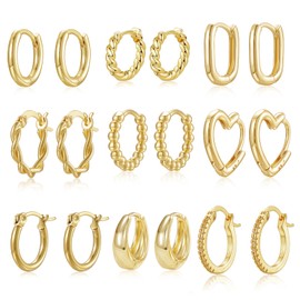 Thonoko Stud Earrings Silver 6 Pairs Silver Earrings Stud Earrings Set Earrings Silver Stud Earrings for Multiple Piercings Hypoallergenic Women, Silver