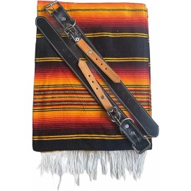 MOTORCYCLE BELT BLANKET HOLDER BIKER, MEXICAN , HAND MADE, REAL LEATHER, RED MIX